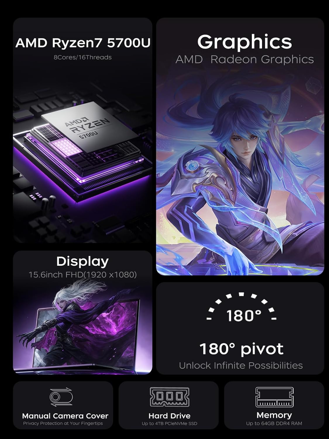 2025 Gaming Laptop with AMD Ryzen7 5000 Series