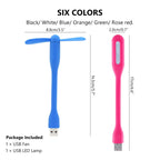 Mini USB Fan+LED Lamp Tablet Power Bank Plug In Summer Cooler Gadgets Pack 4258